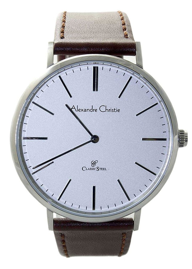 Đồng Hồ Nam Dây Da Alexandre Christie 8490MHLSSSL - Trắng