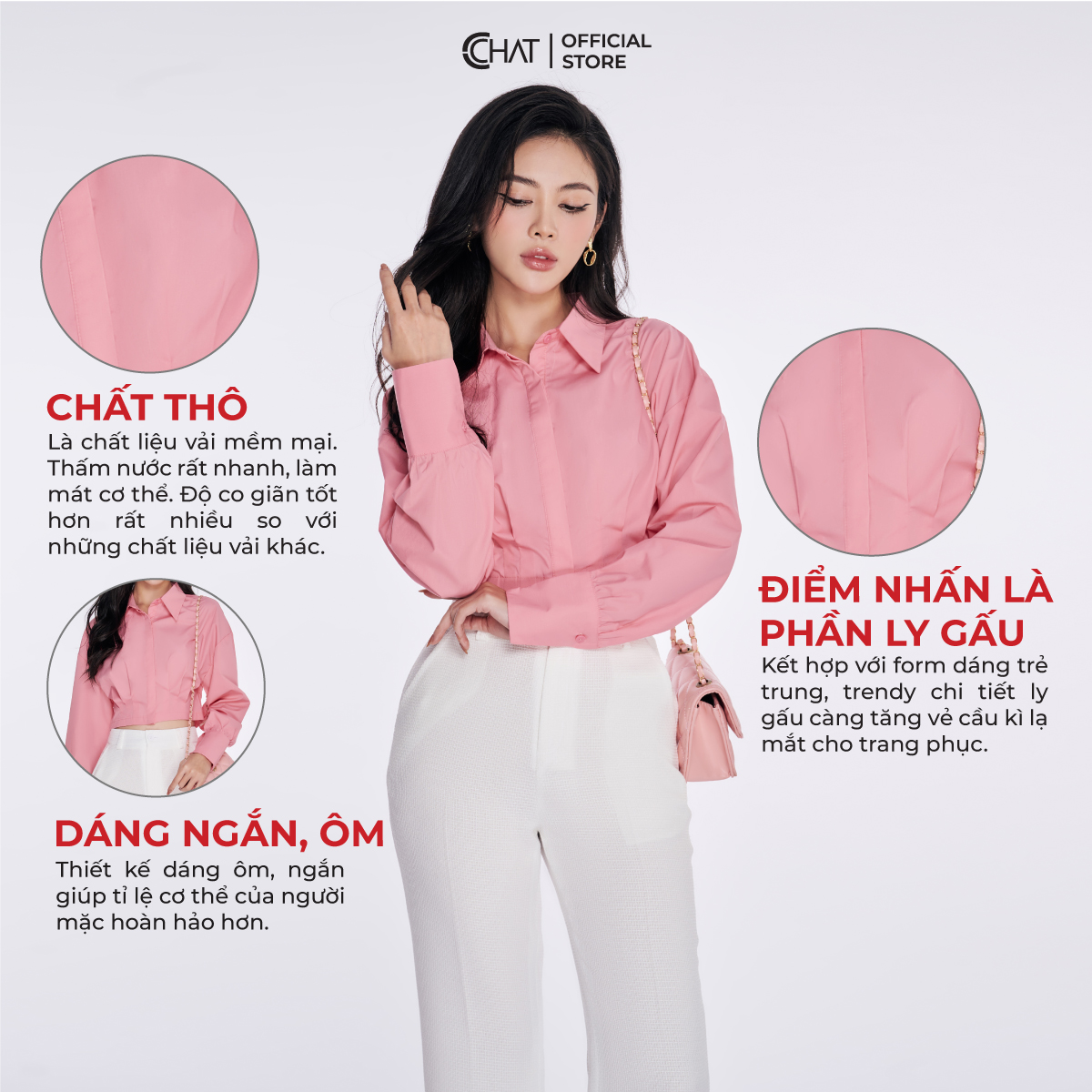 Áo Sơ Mi Nữ  4 Ly Bong Eo Chất Liệu Thô Cao Cấp 13FDT2004OT