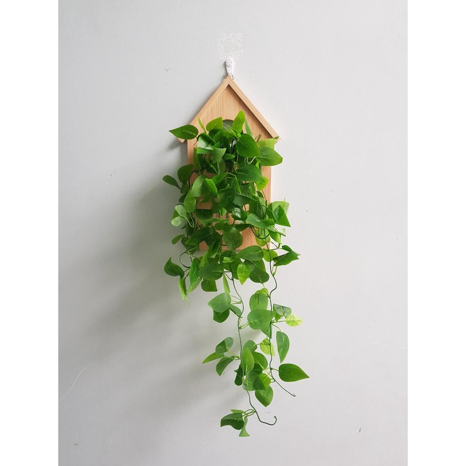 Kệ Gỗ Treo Tường Hình Mái Nhà Độc Đáo Kèm Bình Thuỷ Tinh Cắm Hoa, Trồng Cây Thuỷ Sinh Trang Trí Ban Công