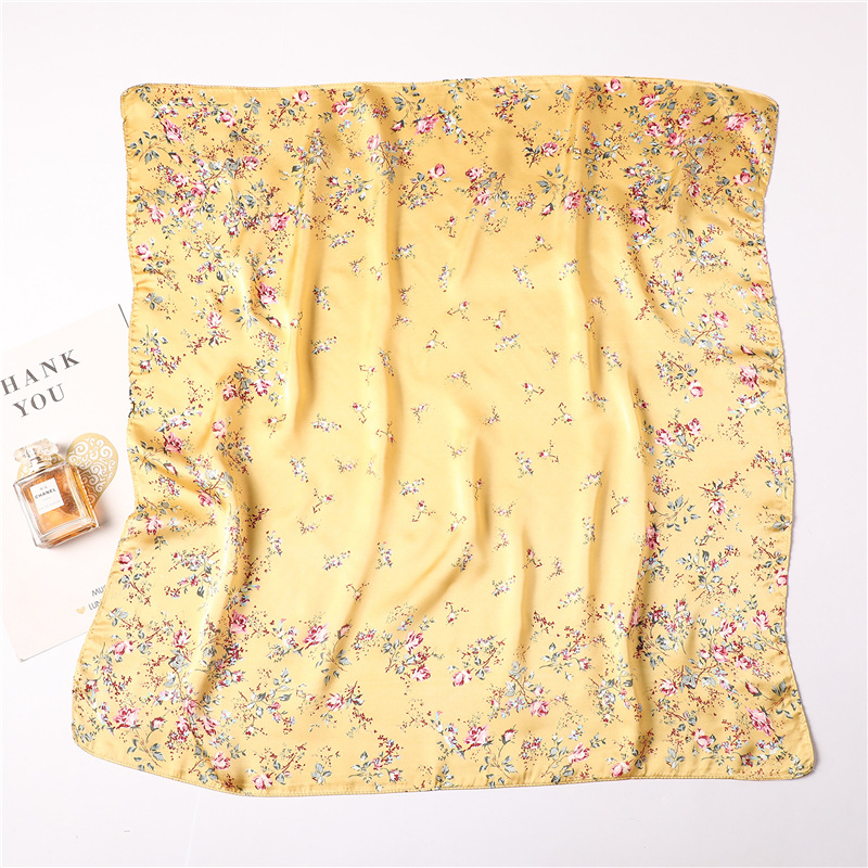 Khăn Lụa Vuông Họa Tiết Hoa Sang Trọng Cao Cấp - Chất Liệu Chiffon - 70x70cm - Mã KL032