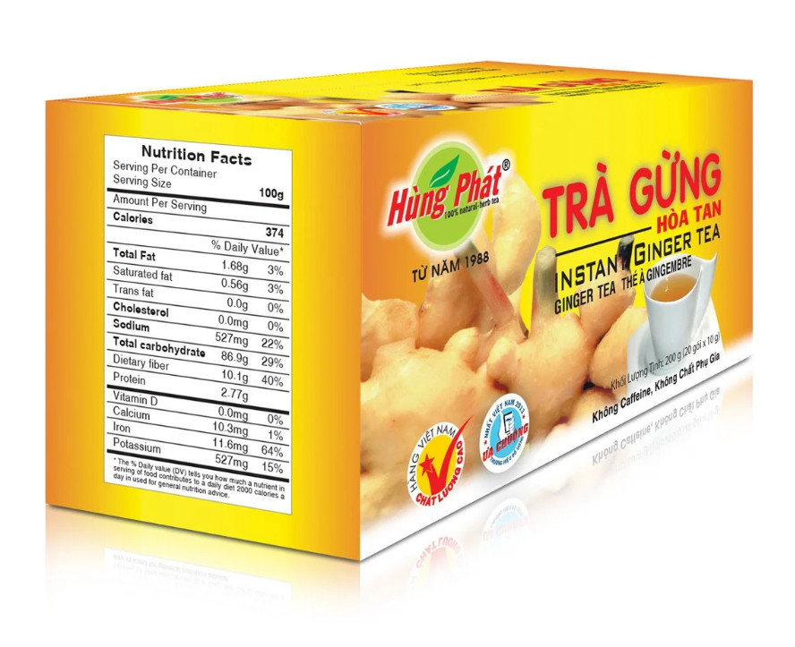 Trà gừng hòa tan 100g - Thương hiệu Hùng Phát