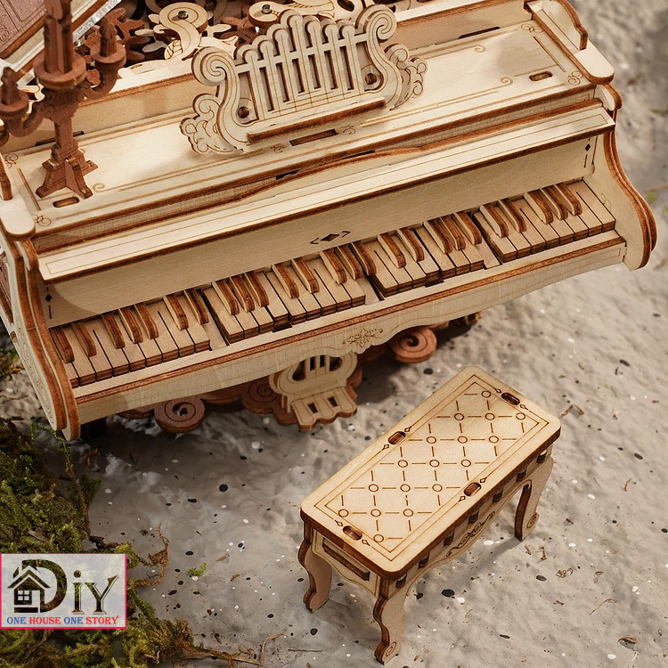 [Bản tiếng Anh]Hộp nhạc gỗ DIY - Đàn cơ động học Robotime ROKR Piano DIY Music Box 3D Wooden AMK81 tự lắp ráp bằng gỗ