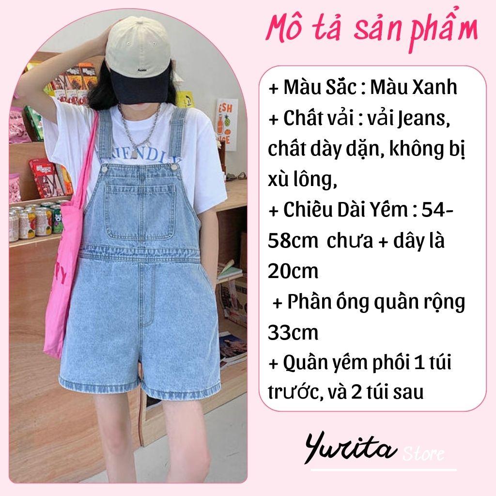 Quần Yếm Short Jeans Nữ Yurita Ống Suông Phối Túi Trước Trẻ Trung Phong Cách Hàn Quốc
