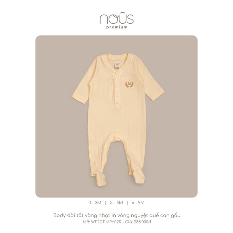 Bộ Quần Áo Liền Thân Bodysuit Kèm Tất Nous Cho Bé Gái Bé Trai (Size 0-3 tháng đến 6-9 tháng)