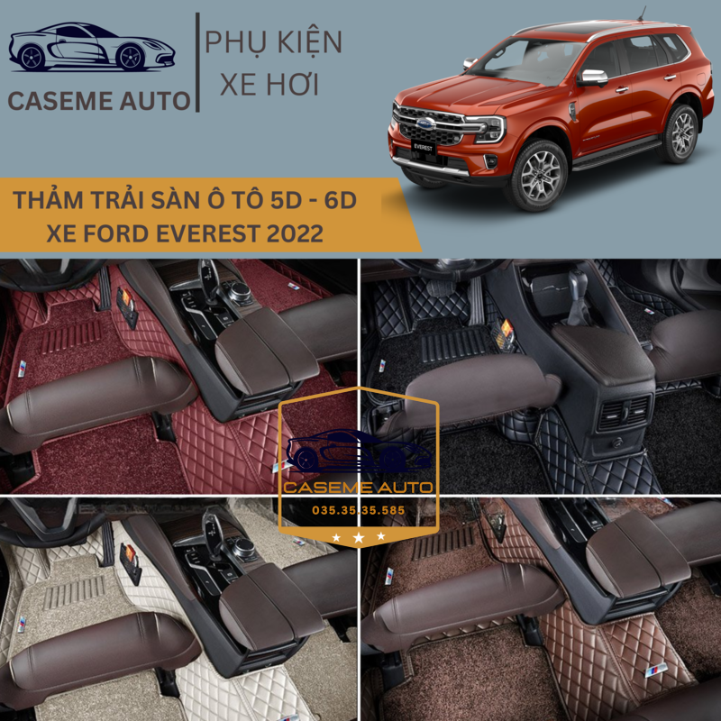 [FORD EVEREST] Thảm Trải Sàn, Lót Sàn Ô Tô 5D 6D Thiết Kế Theo Xe FORD EVEREST 2022 Chống Nước, Không Mùi - MẪU Ô VUÔNG - Hàng Chính Hãng