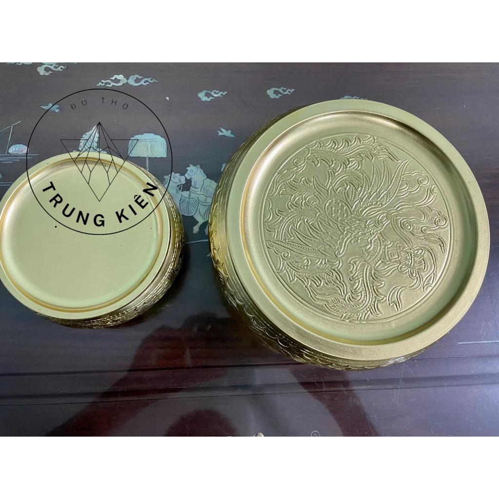Cơi Hoa Văn Đựng Trầu Bằng Đồng Màu Vàng - Âu Trầu Bằng Đồng