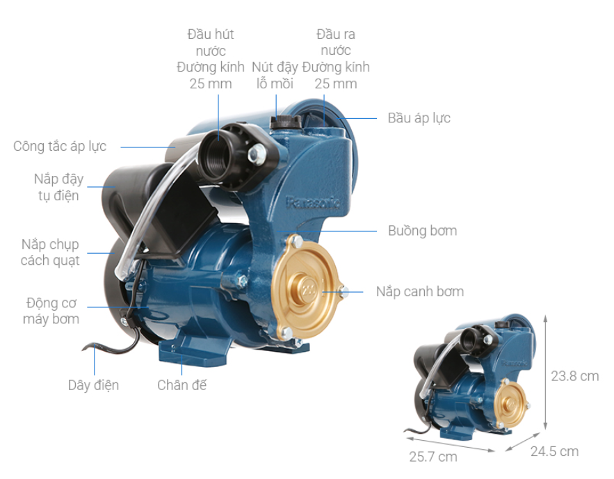 Máy bơm tăng áp Panasonic A-200 JAK công suất 200W - Hàng chính hãng