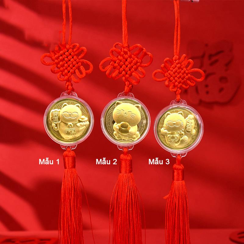 Bộ 10 Dây treo Xu Hình con Mèo Vàng 24k 2023 Phát tài - Mẫu 2 - PASA COLLECTION