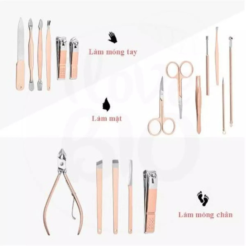 Bộ Bấm Móng Tay 18 Món Dụng Cụ Làm Nail Cây Nặn Mụn Lấy Khóe Kìm Dũa Nhíp - Hàng Loại 1 - Chính Hãng MINIIN