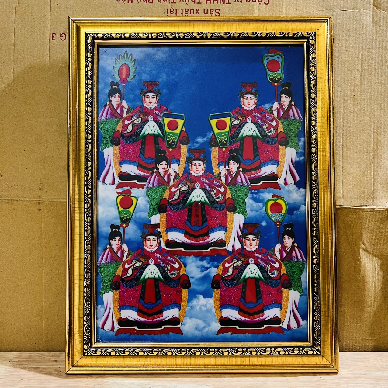 Tranh 5 mẹ ngũ hành phủ bóng khung composite Cao 40.5cm
