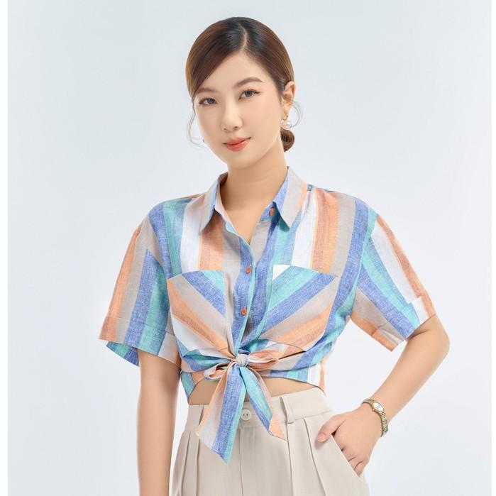 Áo kiểu sơ mi nữ thắt nơ eo TKFASHION SMKA197