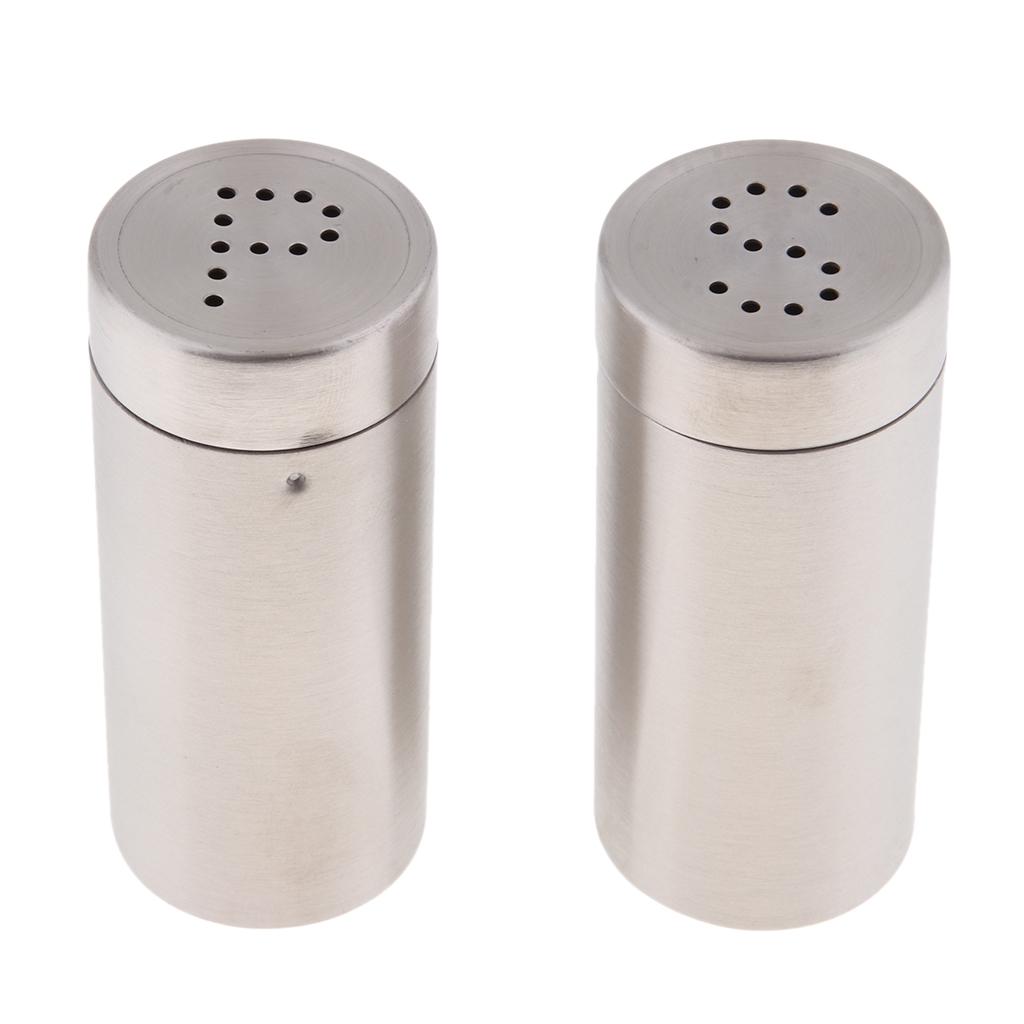 2 Cái Thép Không Gỉ Muối Đường Pepper Shaker Gia Vị Lon
