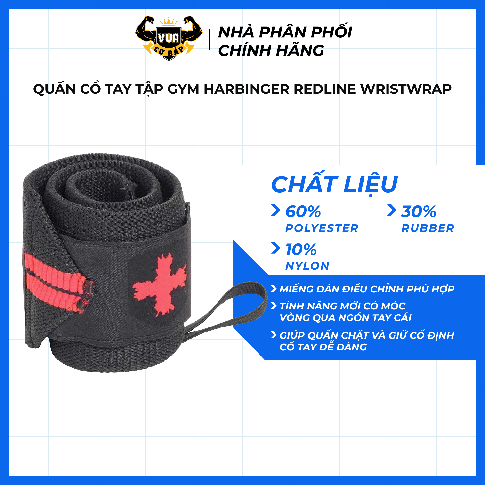 Dây Quấn Cổ Tay Tập Gym Harbinger Redline