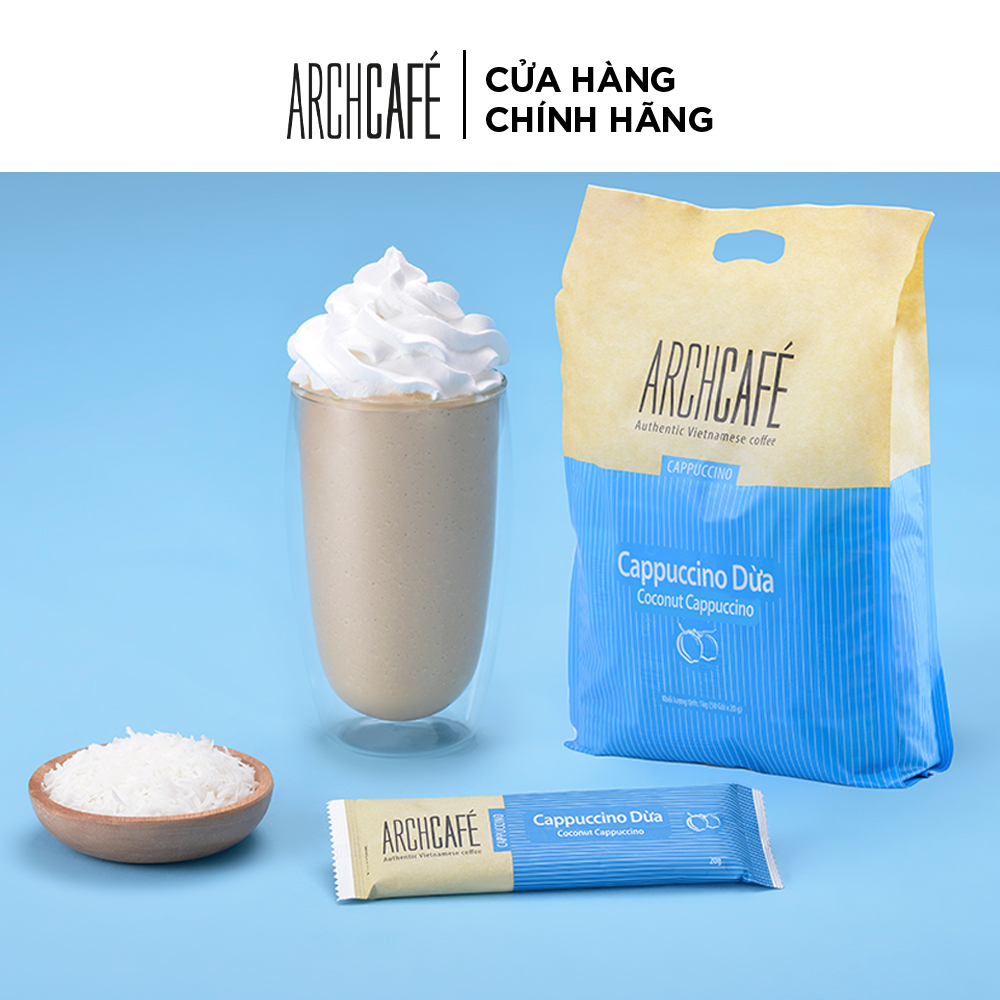 Cà phê Cappuccino Dừa - Cafe hoà tan Archcafé (túi 50 gói x 20g)