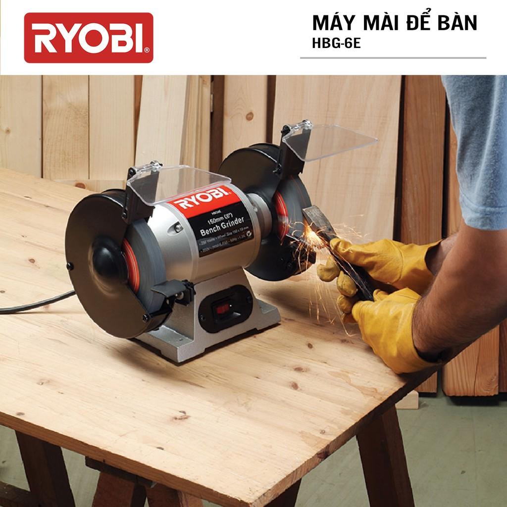 Máy mài 2 đầu đá để bàn điện 250W RYOBI (KYOCERA) - HBG-6E (Kèm 2 đá mài)