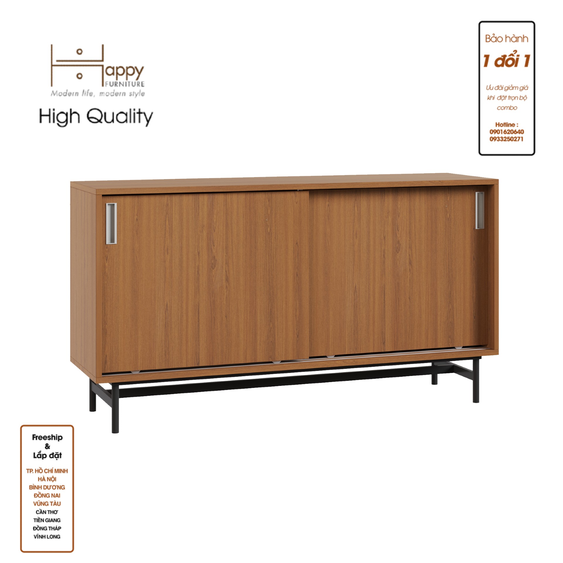 [Happy Home Furniture] LUCA, Tủ đựng đồ 2 cánh lùa - Chân sắt, 128cm x 36cm x 70cm ( DxRxC), TCL_020