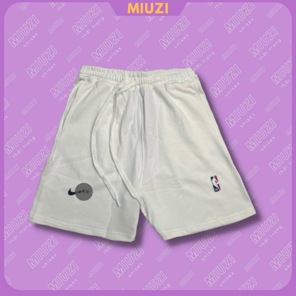 Quần short nam vải nỉ da cá họa tiết nice NBA 2 màu,Quần nam Miuzi DT062