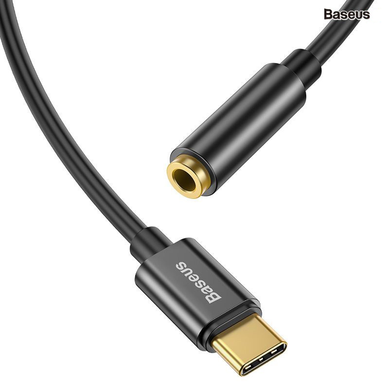 Đầu chuyển Type C sang Audio AUX 3.5mm Baseus L54 (Type-C Male to 3.5mm Female Adapter, built-in DAC, 24-bit/48kHz)-Hàng Chính Hãng