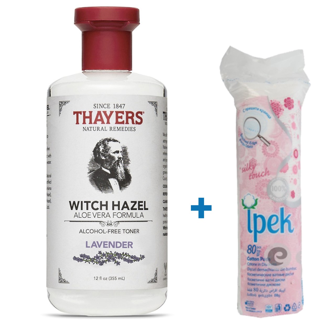 Nước Hoa Hồng Không Cồn Thayers Witch Hazel Lavender (Oải Hương) 355ml (Dành cho da dầu, da có mụn) + Tặng Túi Bông Tẩy Trang Ipek 80 Miếng