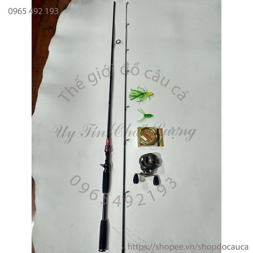 Bộ cần câu Lure cao cấp máy ngang tặng kèm phụ kiện
