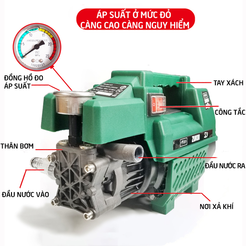 Máy rửa xe mini gia đình, máy rửa xe cao áp công suất mạnh 2000W, máy bơm rửa xe, bộ máy xịt tưới cây dễ dàng sử dụng, ống bơm nước 15m, vòi bơm áp lực cao_C0001G1