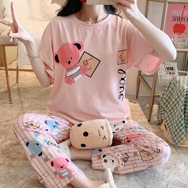 Đồ Bộ Nữ mặc nhà dễ thương chất liệu cotton đầy đặn mát mịn (tay ngắn quần dài)_mã BQD-01