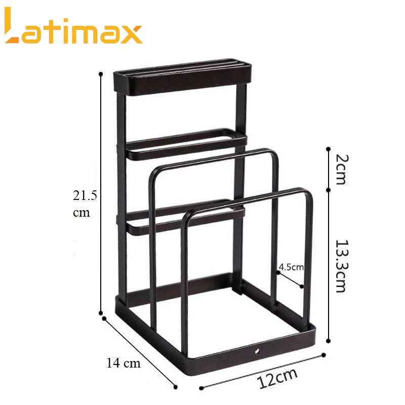 Kệ Để Dao Thớt Nhà Bếp Thép Carbon Sơn Đen Tĩnh Điện Sang Trọng, Tiện Dụng, Độ Bền Cao 