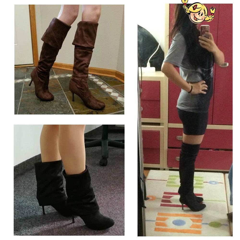 Bán Dài Thời Trang Giày Cho Nữ Da Nubuck Gợi Cảm Stovepipe Dài Giày Trên Đầu Gối Giày Cao Gót Giày Bốt Nữ size 34-43