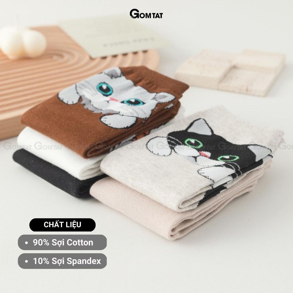 Tất nữ cổ cao hình mèo cute phong cách Hàn Quốc, chất liệu cotton mềm mại - CAOMEO-UYE-7006-1DOI