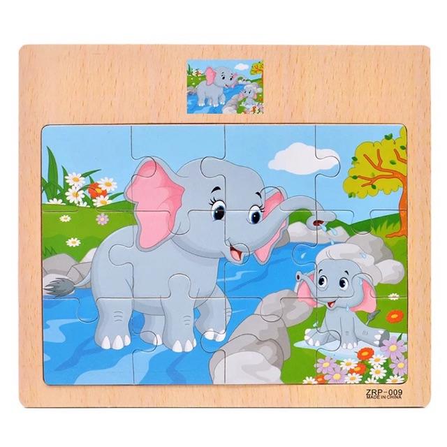 Đồ chơi xếp hình gỗ puzzle 12 miếng ghép Hàng Loại 1