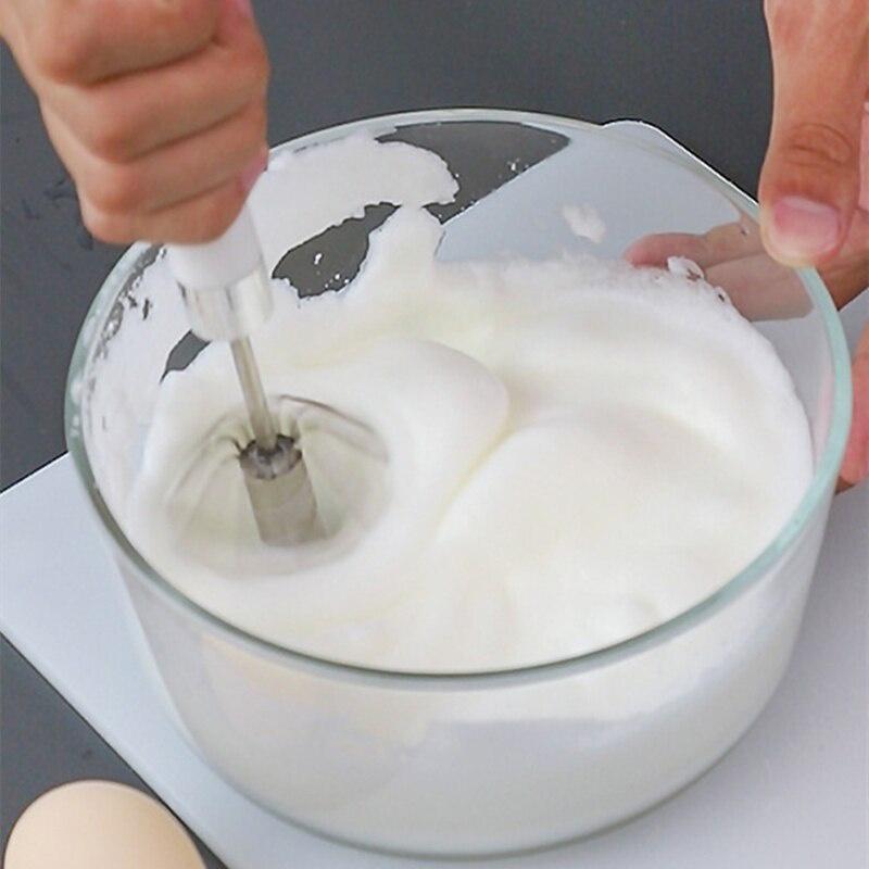 Semi-automatic Mixer Egg Beater Manual Self Turning Stainless Steel Whisk Hand Blender Egg Cream Stirring Kitchen Tools