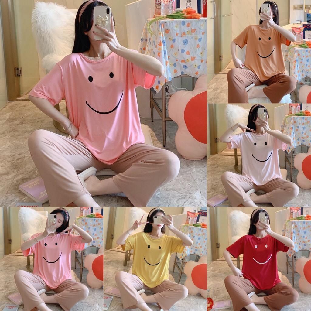 Bộ ngủ nữ mặc nhà quần dài áo cộc tay cute dễ thương chất cotton thấm hút mồ hôi cực kì tốt