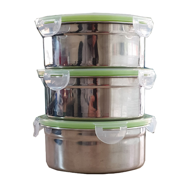 Bộ 3 bát inox để ngăn lạnh có nắp đậy