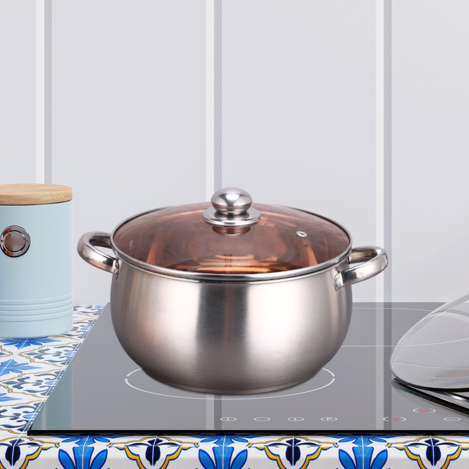 Stainless Steel Stockpot with Lid Kitchen Cooking Pot, Dual Handle, Pasta Soup Pot, Easy to Clean, Nonstick Soup Pot Small Saucepan for Cooking