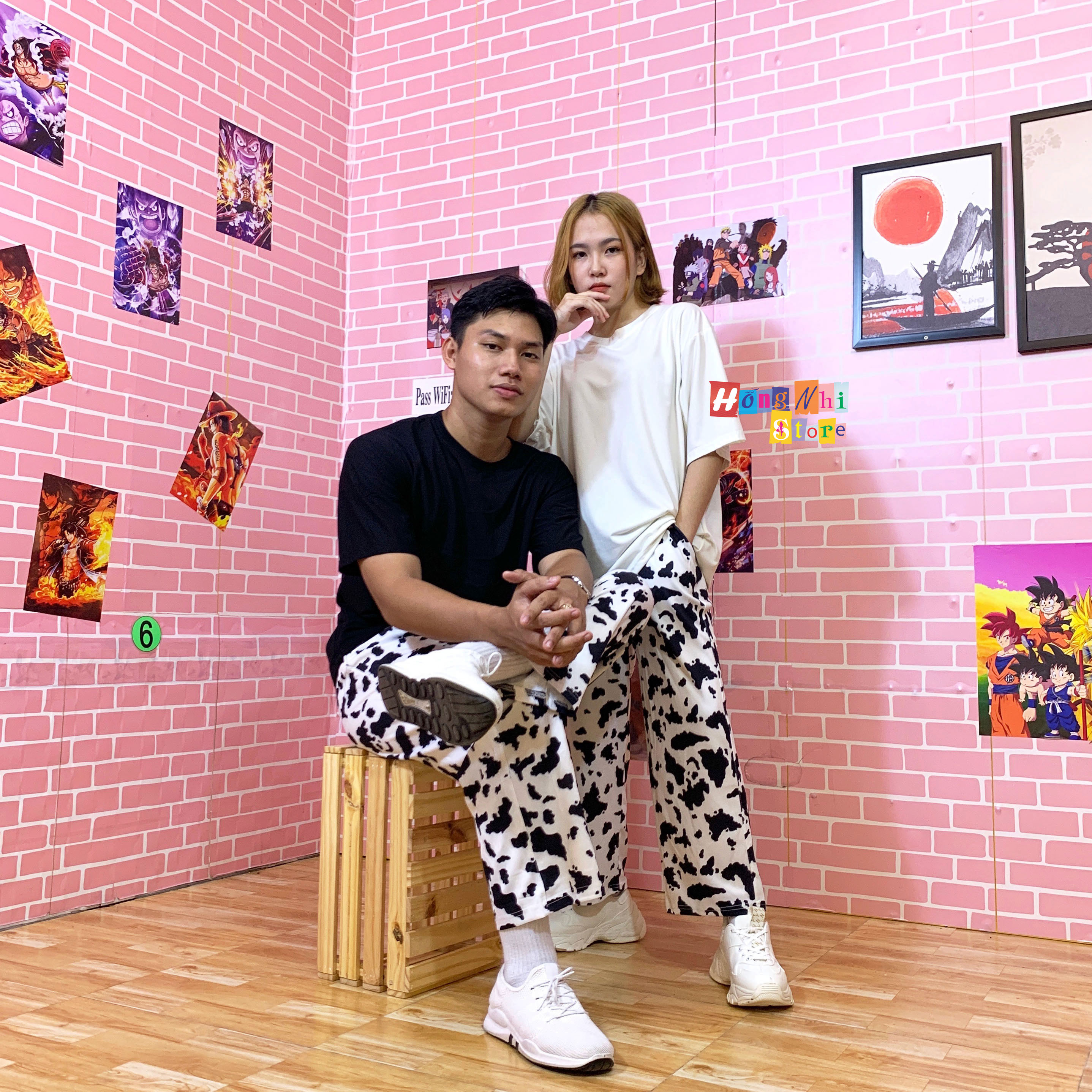 Quần Hoạt Hình Dài Ống Rộng Báo Trắng Cartoon Pant Oversize Ulzzang Unisex - MM