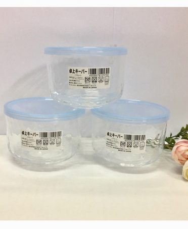 Hộp thủy tinh kim cương có nắp đậy màu xanh 420ml nội địa Nhật Bản