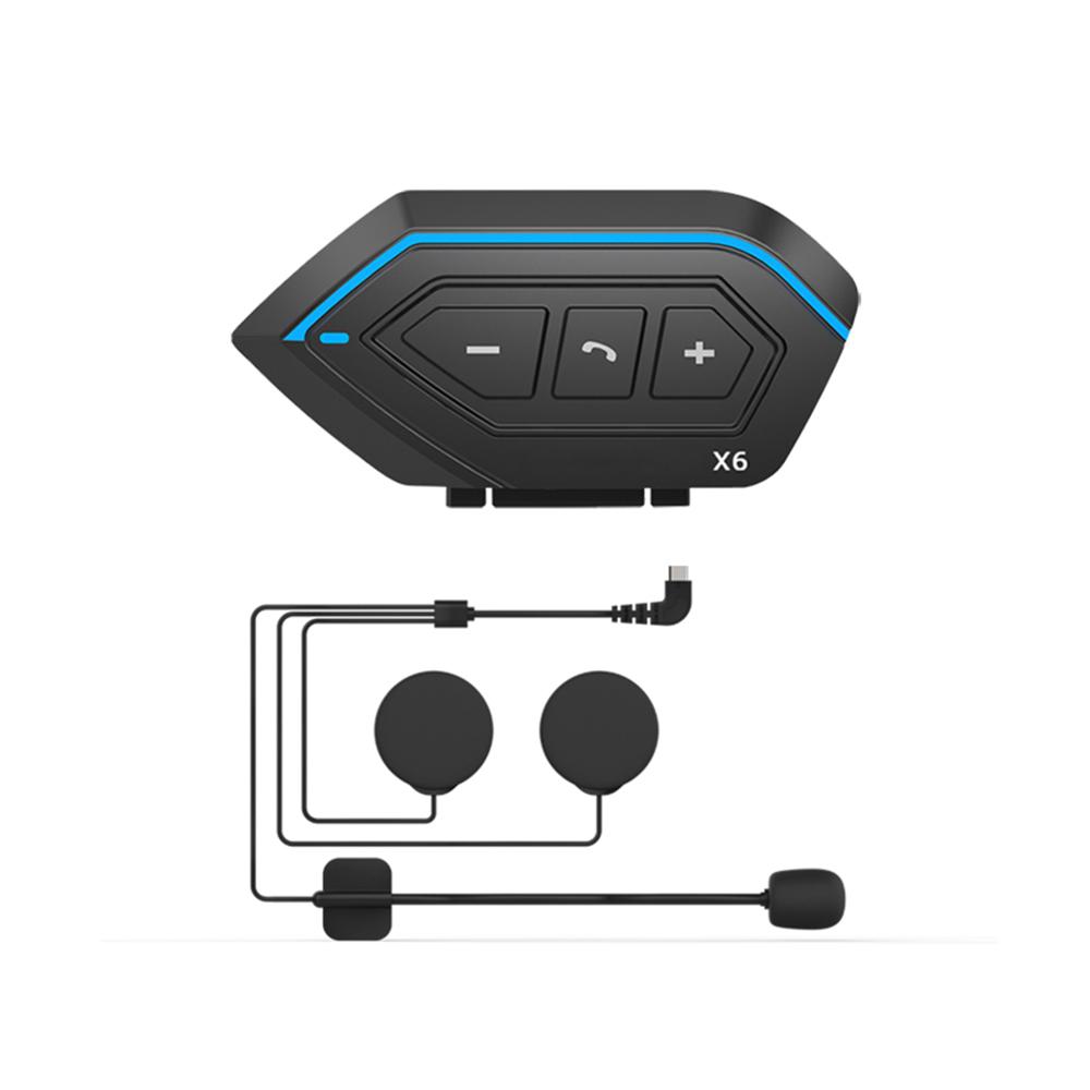 X6 Motorcycle Helmet BT 5.0 Headset Auto Answering Connecting 2 Phones Noise Reduction 40mm Driver Unit