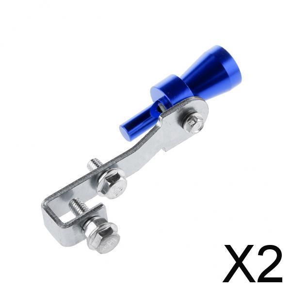 2x Muffler Exhaust Pipe Turbo Sound Whistler Simulator Blue Size S