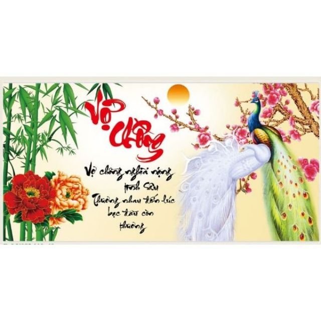 Tranh đính đá Vợ chồng 110x60cm - chưa đính
