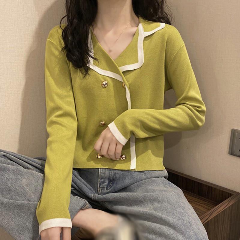 Áo Dệt Kim Nữ Dài Tay Cổ Bẻ Thời Trang