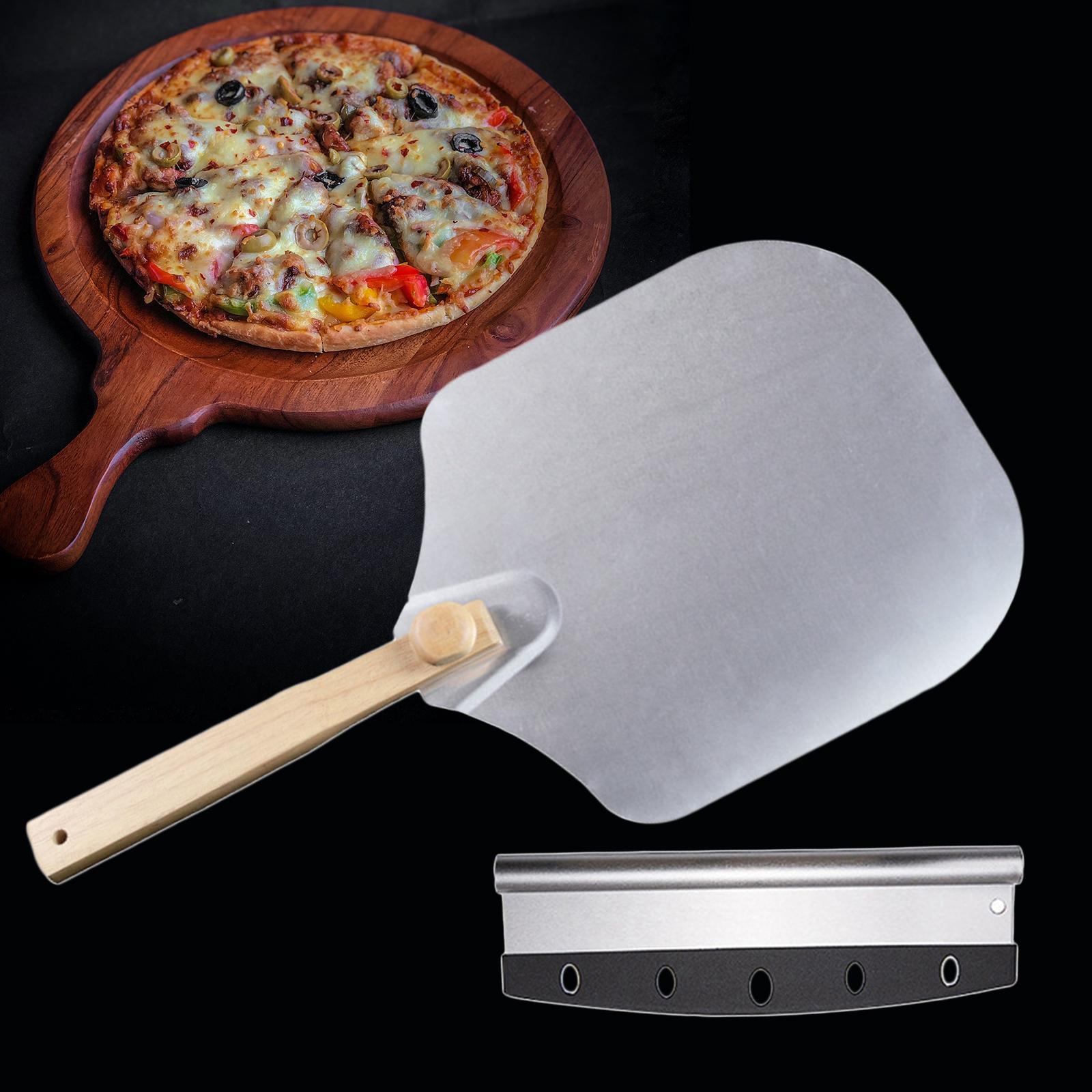Pizza Peel Pizza Paddle with Cutter, 12 inch Width Wooden Handle Pizza Spade, Pizza Oven Accessory for Bread, Burgers, Cakes, Restaurant Condo