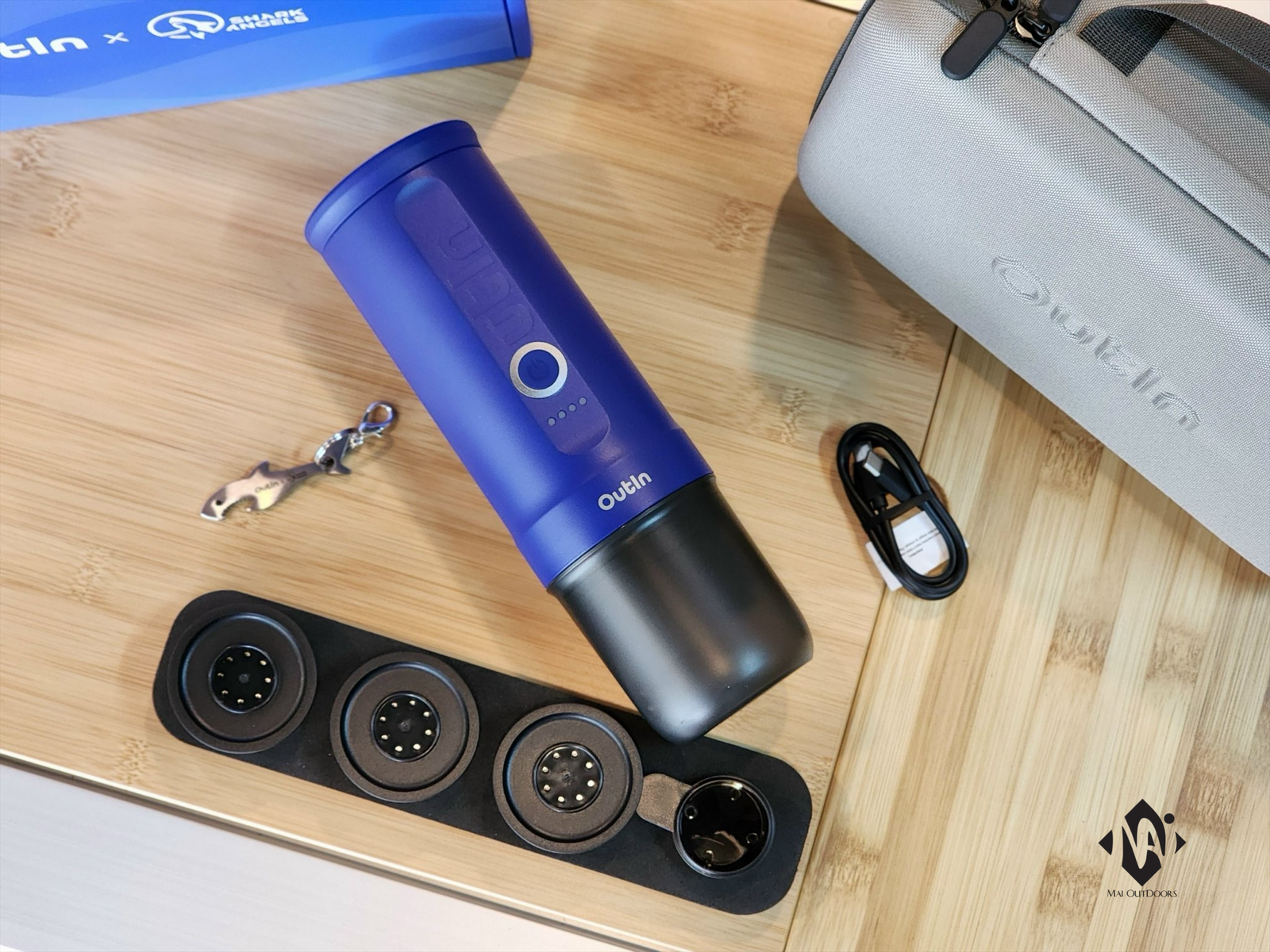 [Hàng chính hãng] Set máy pha cà phê điện cầm tay Outin Nano Portable Espresso Machine màu Ocean Blue (Phiên bản giới hạn)