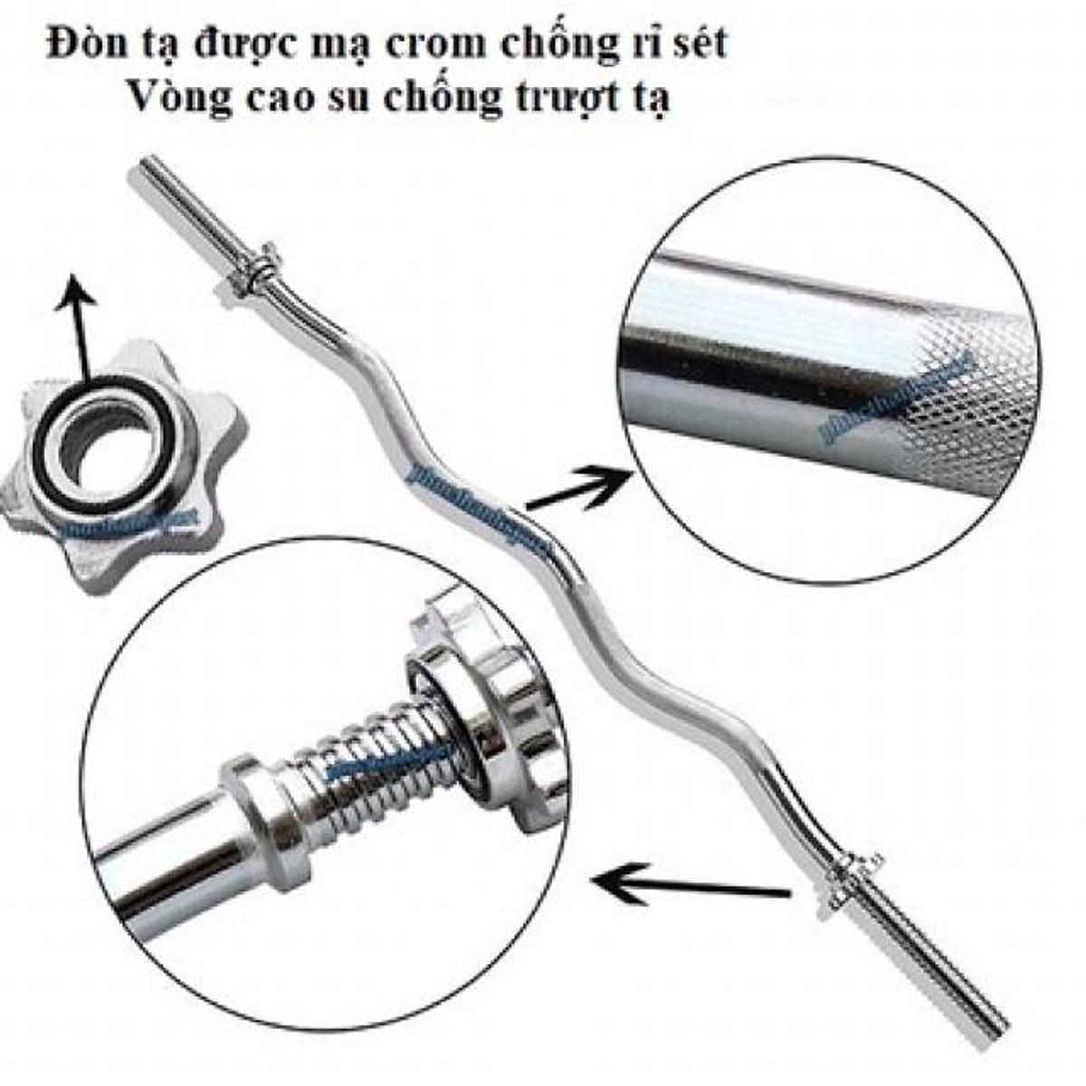 Đòn tạ đặc chữ Z ️phi 27 mạ inox sáng bóng