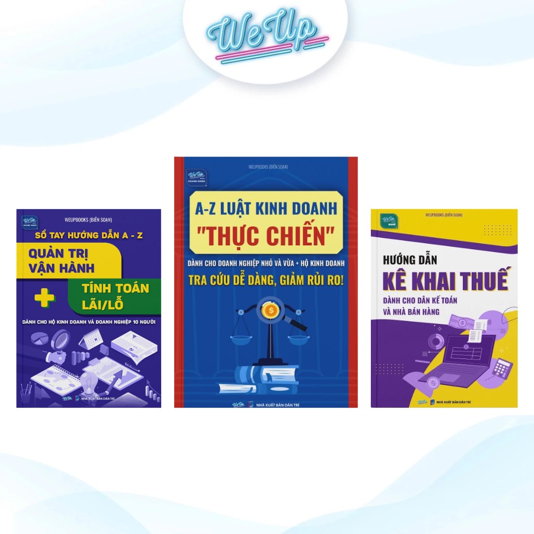 Combo 3 sách: A-Z Luật kinh doanh thực chiến cho doanh nghiệp nhỏ, Hướng dẫn kê khai thuế, Quản trị lãi lỗ (Lẻ/combo)