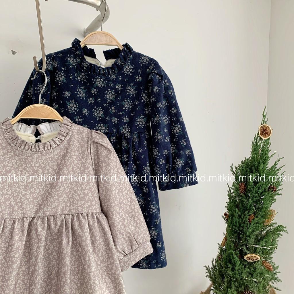 Váy hoa nhíchất liệu lót lông mềm mại dành cho bé gái diện TẾT