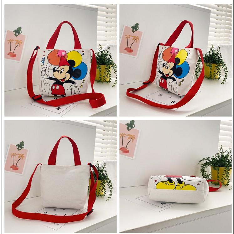 Túi tote vải đeo chéo dễ thương hình MICKEY, PLUTO, CHIP&amp;DALE phong cách Hàn Quốc cho bé gái TX22