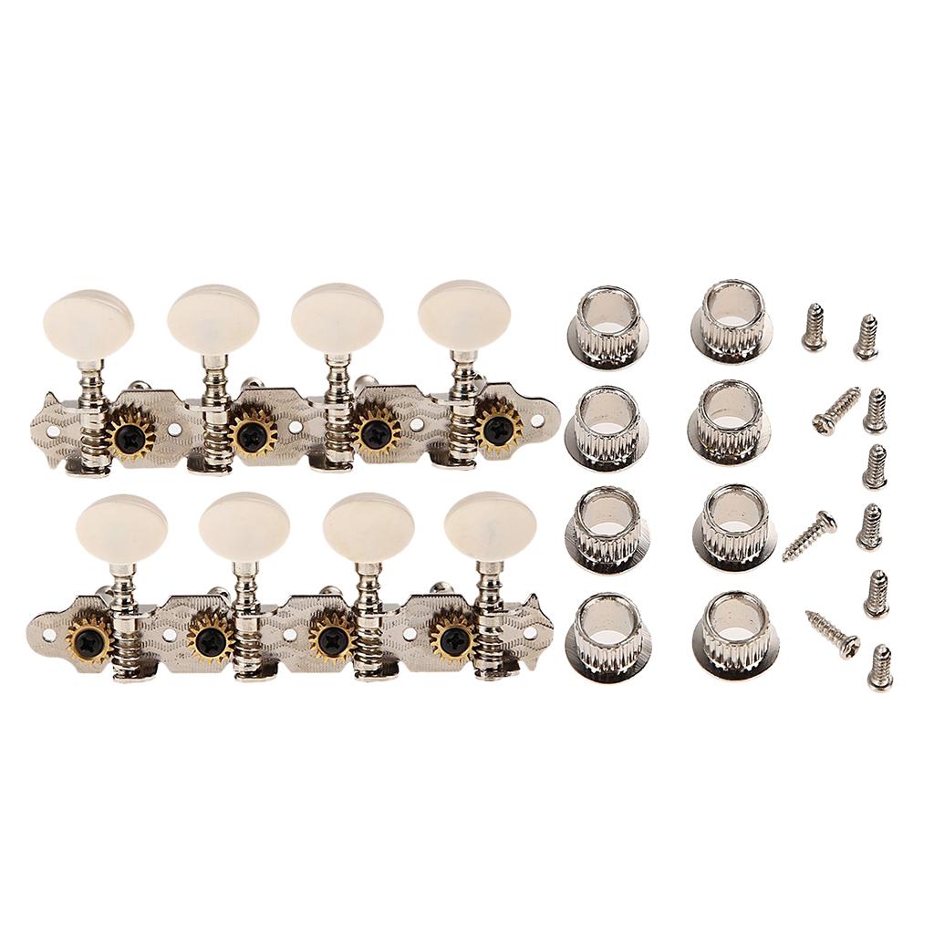 Sunnimix 4L 4R Bạc Đàn Mandolin Chỉnh Âm Máy Đầu Với Ốc Vít Cho 8 Dây Đàn Mandolin