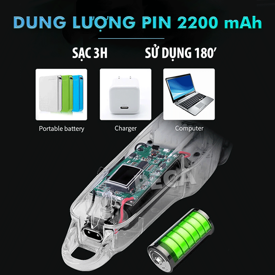 Tông đơ cắt tóc chuyên nghiệp Kemei KM-NG108 màn hình LCD hiển thị phiên bản thấy mạch công suất mạnh dùng sạc USB pin trâu sạc nhanh, kèm 6 cữ lược căn độ dài và phụ kiện đầy đủ - Hàng chính hãng