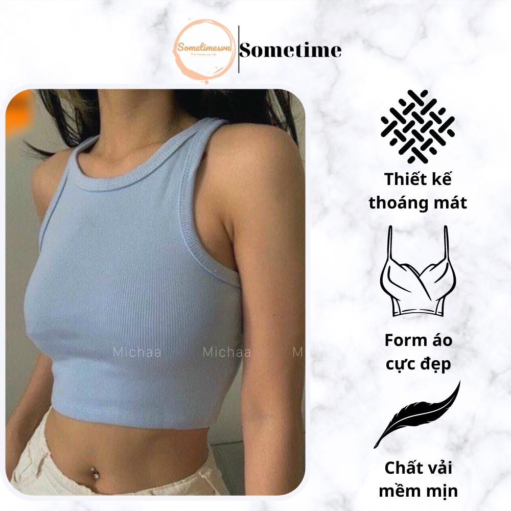 Áo croptop Ba Lỗ nữ kiểu sexy ôm body tank top trơn,Áo CP02 kiểu hàn quốc vải cotton cổ tròn mặc đi chơi,tập gym,đi biển - CP02 Hồng