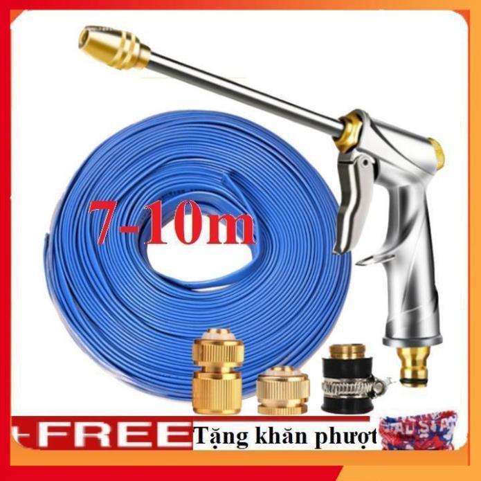 Bộ dây vòi xịt nước rửa xe, tưới cây . tăng áp 3 lần, loại 7m, 10m 206701-2 đầu đồng,cút đồng+ tặng khăn phượt